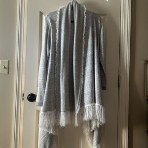 Sweater Jacket Shawl Soft Gray Assemetrical size M